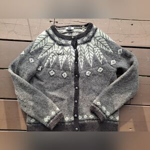 J. Jill Gray and Cream Cardigan Sweater